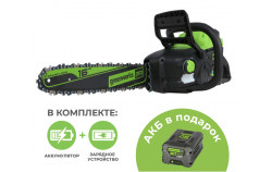 Пила цепная аккумуляторная Greenworks GD60CS25 60В (в комплекте АКБ 5 А/ч х 2 + ЗУ) - фото