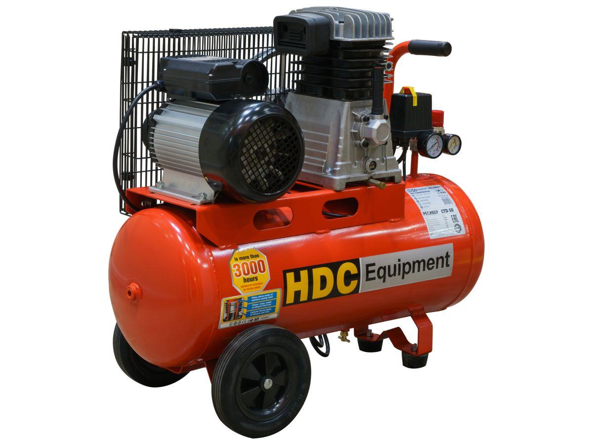 Компрессор HDC HD-A051 (396 л/мин, 10 атм, ременной, масляный, ресив. 50 л, 220 В, 2.20 кВт) (HD-A051) - фото2